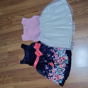 2 girls formal party wedding dress lot 4T Lilt Nannette blue floral dresses set